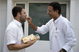 Congratulating Rahulji with Bihar's deliciously famous Sudha Peda